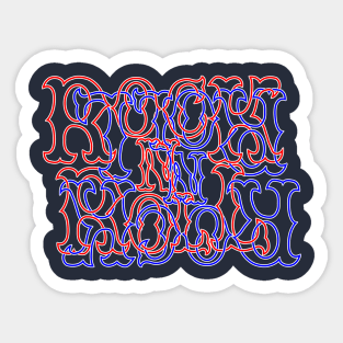 Red and Blue RocK n RolL Anagram Sticker